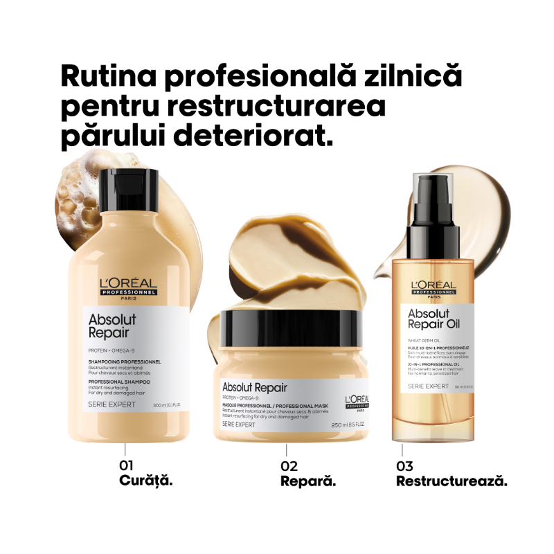 Masca pentru par uscat si deteriorat Serie Expert Absolut Repair Golden